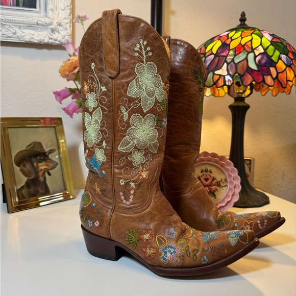 Old Gringo Shoes - Old Gringo Eden Floral Embroidered Brown Cowboy Boots Size 7